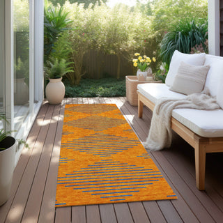 Piper Looms Chantille Geometric ACN1017 Orange Machine Washable Area Rug Runner Outdoor Lifestyle Image Feature