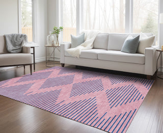 Piper Looms Chantille Geometric ACN1017 Pink Machine Washable Area Rug Lifestyle Image Feature