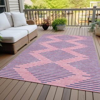 Piper Looms Chantille Geometric ACN1017 Pink Machine Washable Area Rug Outdoor Lifestyle Image Feature