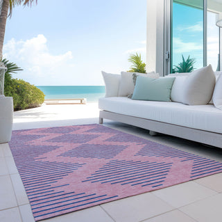 Piper Looms Chantille Geometric ACN1017 Pink Machine Washable Area Rug Outdoor Lifestyle Image Feature