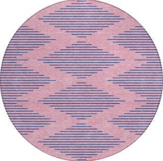 Piper Looms Chantille Geometric ACN1017 Pink Machine Washable Area Rug Round Main Image