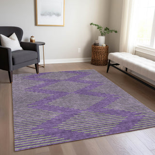 Piper Looms Chantille Geometric ACN1017 Purple Machine Washable Area Rug Lifestyle Image Feature