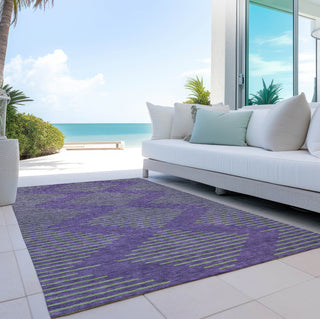 Piper Looms Chantille Geometric ACN1017 Purple Machine Washable Area Rug Outdoor Lifestyle Image Feature