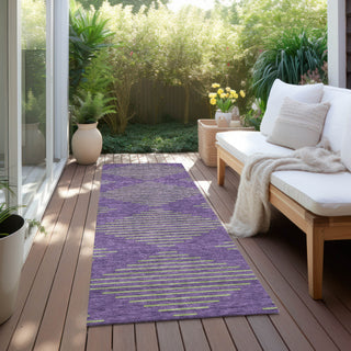 Piper Looms Chantille Geometric ACN1017 Purple Machine Washable Area Rug Runner Outdoor Lifestyle Image Feature