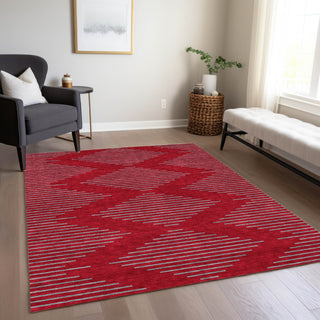 Piper Looms Chantille Geometric ACN1017 Red Machine Washable Area Rug Lifestyle Image Feature