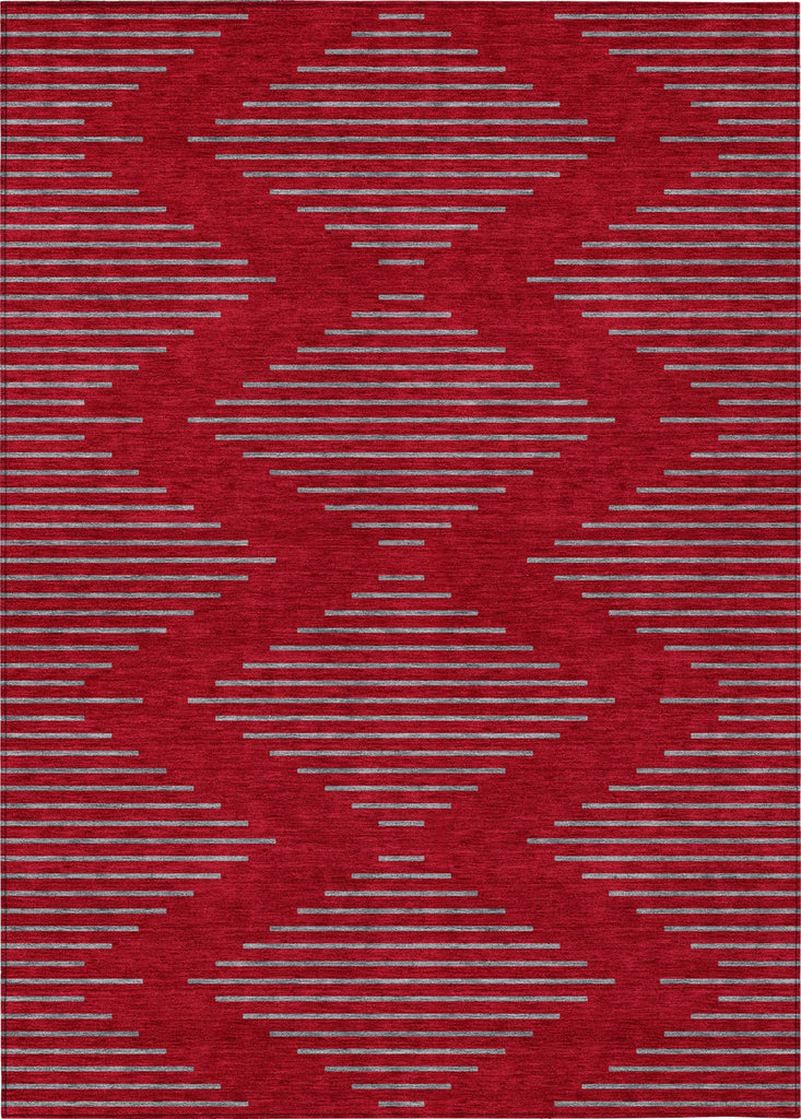 Piper Looms Chantille Geometric ACN1017 Red Machine Washable Area Rug main image