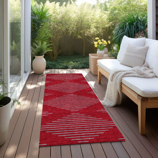 Piper Looms Chantille Geometric ACN1017 Red Machine Washable Area Rug Runner Outdoor Lifestyle Image Feature