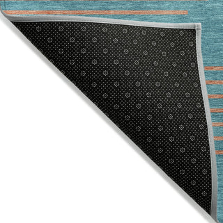 Piper Looms Chantille Geometric ACN1017 Teal Machine Washable Area Rug Backing Image
