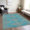 Piper Looms Chantille Geometric ACN1017 Teal Machine Washable Area Rug Lifestyle Image Feature