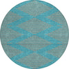Piper Looms Chantille Geometric ACN1017 Teal Machine Washable Area Rug Round Main Image