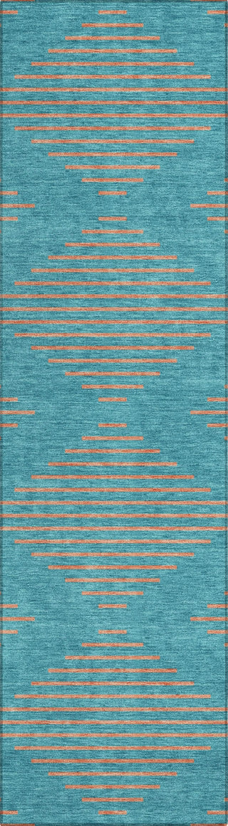 Piper Looms Chantille Geometric ACN1017 Teal Machine Washable Area Rug Runner Main Image