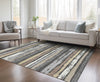 Piper Looms Chantille Stripes ACN1019 Charcoal Machine Washable Area Rug Lifestyle Image Feature