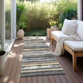 Piper Looms Chantille Stripes ACN1019 Charcoal Machine Washable Area Rug Runner Outdoor Lifestyle Image Feature
