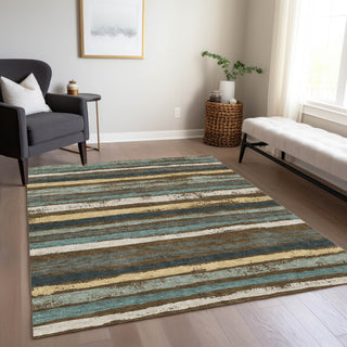 Piper Looms Chantille Stripes ACN1019 Fudge Machine Washable Area Rug Lifestyle Image Feature