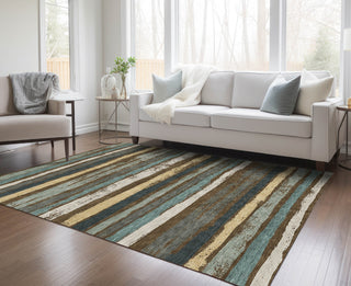 Piper Looms Chantille Stripes ACN1019 Fudge Machine Washable Area Rug Lifestyle Image Feature