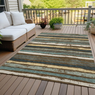 Piper Looms Chantille Stripes ACN1019 Fudge Machine Washable Area Rug Outdoor Lifestyle Image Feature
