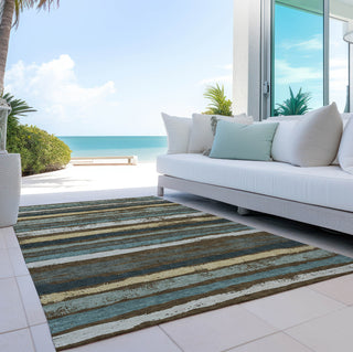 Piper Looms Chantille Stripes ACN1019 Fudge Machine Washable Area Rug Outdoor Lifestyle Image Feature