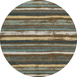 Piper Looms Chantille Stripes ACN1019 Fudge Machine Washable Area Rug Round Main Image
