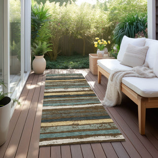 Piper Looms Chantille Stripes ACN1019 Fudge Machine Washable Area Rug Runner Outdoor Lifestyle Image Feature
