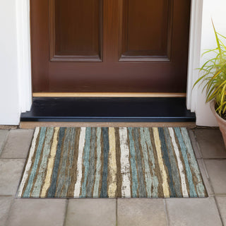 Piper Looms Chantille Stripes ACN1019 Fudge Machine Washable Area Rug Scatter Outdoor Lifestyle Image Feature