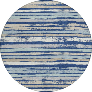 Piper Looms Chantille Stripes ACN1019 Navy Machine Washable Area Rug Round Main Image