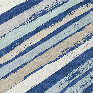 Piper Looms Chantille Stripes ACN1019 Navy Machine Washable Area Rug Swatch Image