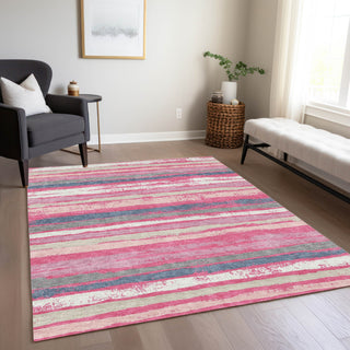 Piper Looms Chantille Stripes ACN1019 Pink Machine Washable Area Rug Lifestyle Image Feature