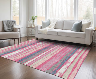 Piper Looms Chantille Stripes ACN1019 Pink Machine Washable Area Rug Lifestyle Image Feature