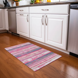 Piper Looms Chantille Stripes ACN1019 Pink Machine Washable Area Rug Scatter Lifestyle Image Feature