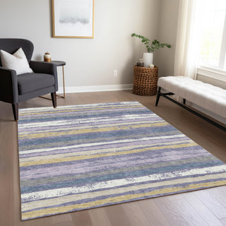 Piper Looms Chantille Stripes ACN1019 Purple Machine Washable Area Rug Lifestyle Image Feature