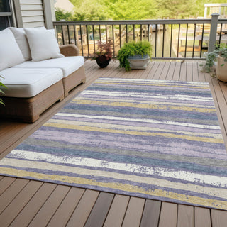 Piper Looms Chantille Stripes ACN1019 Purple Machine Washable Area Rug Outdoor Lifestyle Image Feature