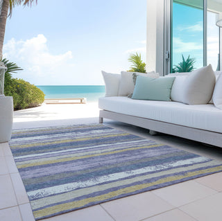 Piper Looms Chantille Stripes ACN1019 Purple Machine Washable Area Rug Outdoor Lifestyle Image Feature