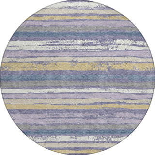 Piper Looms Chantille Stripes ACN1019 Purple Machine Washable Area Rug Round Main Image