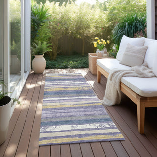 Piper Looms Chantille Stripes ACN1019 Purple Machine Washable Area Rug Runner Outdoor Lifestyle Image Feature