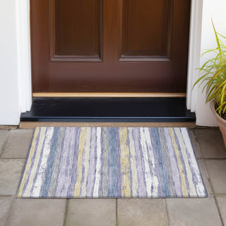 Piper Looms Chantille Stripes ACN1019 Purple Machine Washable Area Rug Scatter Outdoor Lifestyle Image Feature