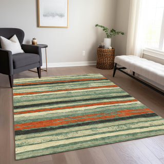 Piper Looms Chantille Stripes ACN1019 Sage Machine Washable Area Rug Lifestyle Image Feature