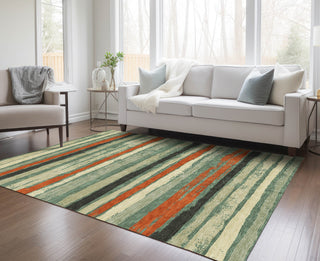 Piper Looms Chantille Stripes ACN1019 Sage Machine Washable Area Rug Lifestyle Image Feature