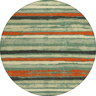 Piper Looms Chantille Stripes ACN1019 Sage Machine Washable Area Rug Round Main Image