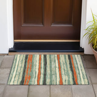 Piper Looms Chantille Stripes ACN1019 Sage Machine Washable Area Rug Scatter Outdoor Lifestyle Image Feature