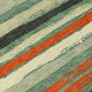 Piper Looms Chantille Stripes ACN1019 Sage Machine Washable Area Rug Swatch Image