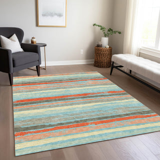 Piper Looms Chantille Stripes ACN1019 Sky Machine Washable Area Rug Lifestyle Image Feature