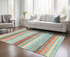 Piper Looms Chantille Stripes ACN1019 Sky Machine Washable Area Rug Lifestyle Image Feature