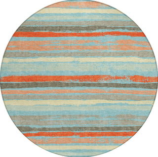Piper Looms Chantille Stripes ACN1019 Sky Machine Washable Area Rug Round Main Image
