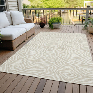 Piper Looms Chantille Swirls ACN1020 Beige Machine Washable Area Rug Outdoor Lifestyle Image Feature