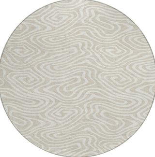 Piper Looms Chantille Swirls ACN1020 Beige Machine Washable Area Rug Round Main Image