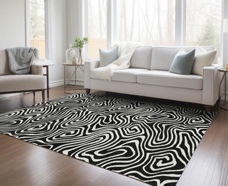 Piper Looms Chantille Swirls ACN1020 Black Machine Washable Area Rug Lifestyle Image Feature