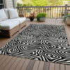 Piper Looms Chantille Swirls ACN1020 Black Machine Washable Area Rug Outdoor Lifestyle Image Feature