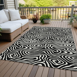 Piper Looms Chantille Swirls ACN1020 Black Machine Washable Area Rug Outdoor Lifestyle Image Feature