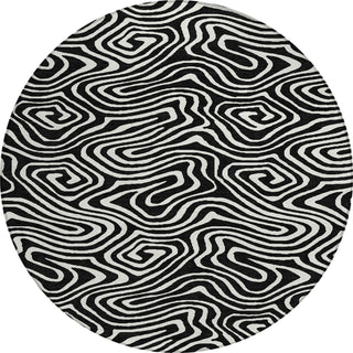 Piper Looms Chantille Swirls ACN1020 Black Machine Washable Area Rug Round Main Image