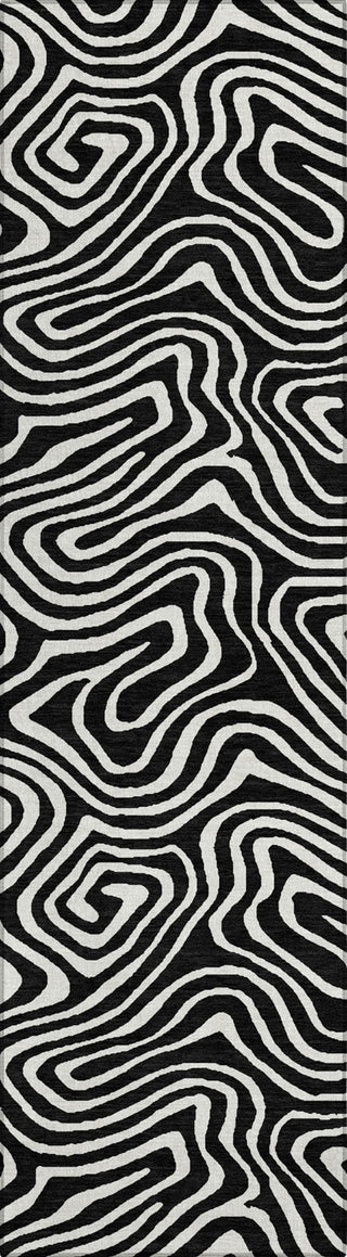 Piper Looms Chantille Swirls ACN1020 Black Machine Washable Area Rug Runner Main Image